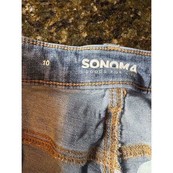 Sonoma Women's Blue Cut-Off Denim Shorts Size 10 Distressed Casual - Picture 4 of 6